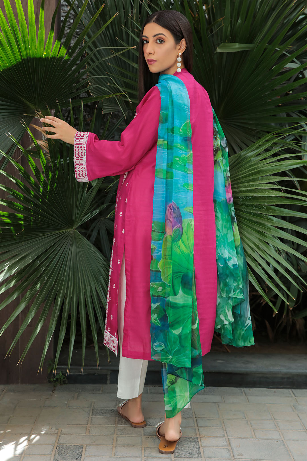 2PC Dyed Embroidery Texture Lawn Shirt with Chiffon Dupata P2627