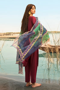 3PC Dyed Lawn Chicken Kari With Rajo Net Dupata P2814 (S0)