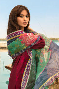 3PC Dyed Lawn Chicken Kari With Rajo Net Dupata P2814 (S0)