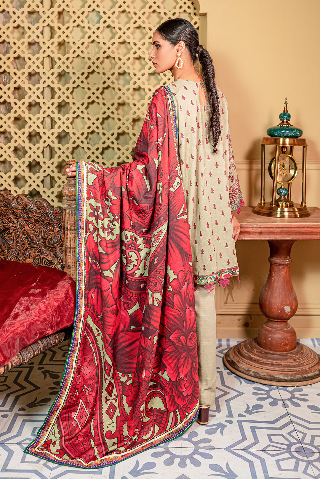 2 Piece -Embroidered Printed Khaddar Suit U0049A