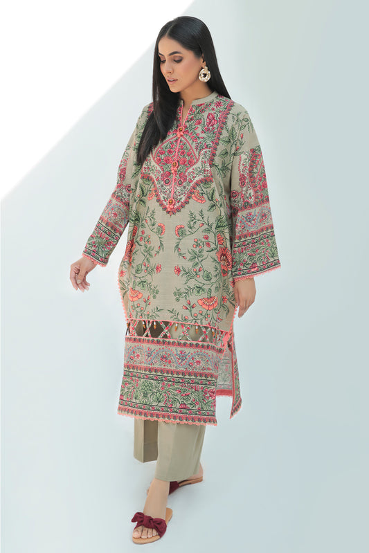 1 Piece - Digital Printed Slub Khaddar Shirt U0319A