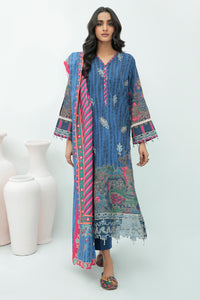 3 Piece - Embroidered Digital Printed Hybrid Slub Khaddar Suit U0344A