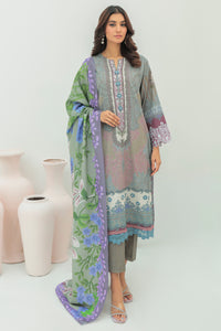 3 Piece - Embroidered Digital Printed Slub Khaddar Suit U0347