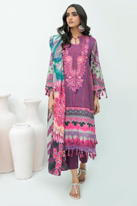 3 Piece - Embroidered Digital Printed Cotton Slub Khaddar Suit U0349