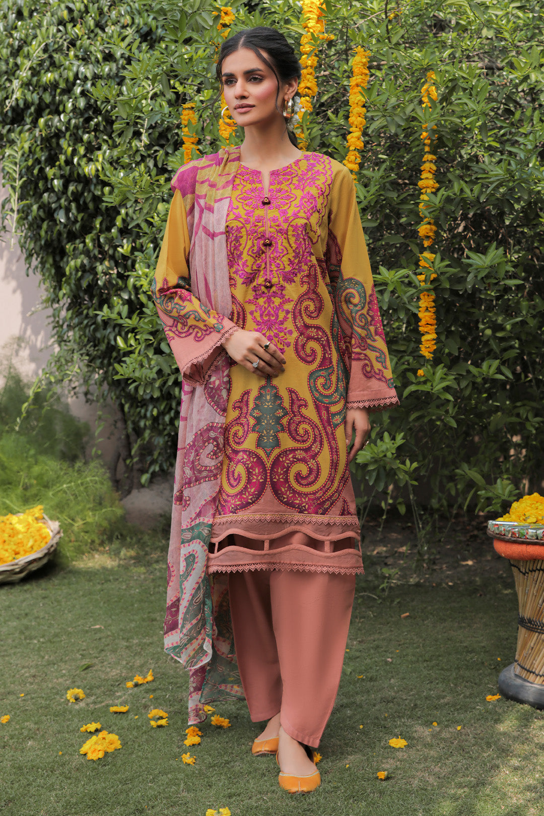 2 Piece  - Embroidered Digital Printed Texture Lawn Suit U0410 (SO)