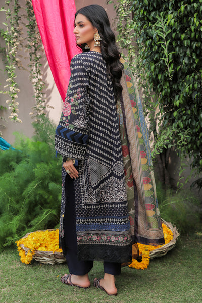 3 Piece - Embroidered Digital Printed Texture Lawn Suit U0421A