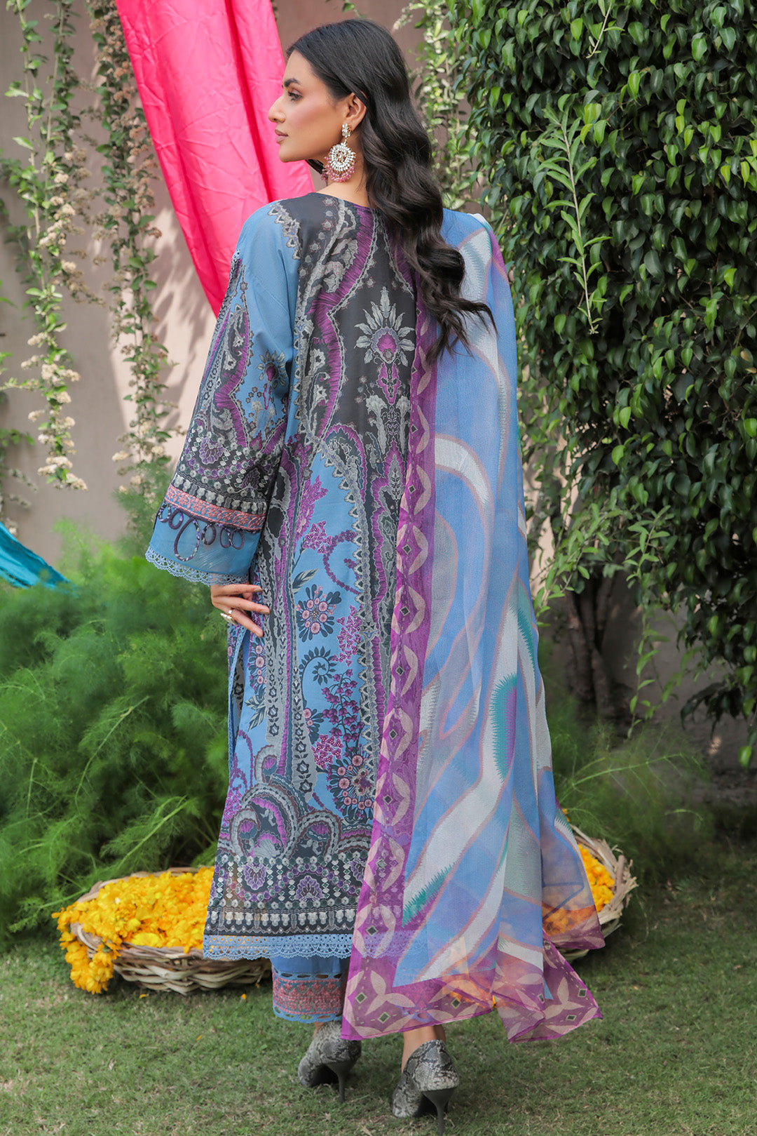 3 Piece - Embroidered Digital Printed Texture Lawn Suit U0422A (SO)