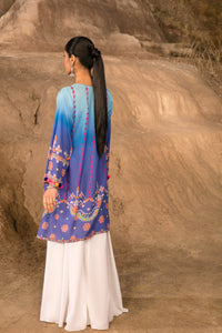 Single Shirt Texture Lawn Digital Print U2146 - Blue