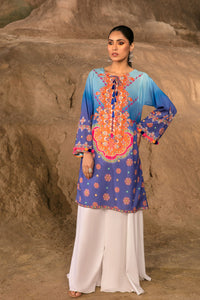 Single Shirt Texture Lawn Digital Print U2146 - Blue