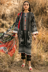 2PC Lawn Digital Printed - Dupatta U2156 - Black