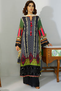 3PC Lawn Digital Print U2161 - Black