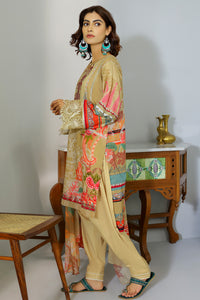 2PC Digital Lawn Embroidery - Dupatta U2170 - Brown