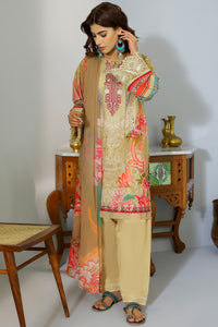 2PC Digital Lawn Embroidery - Dupatta U2170 - Brown