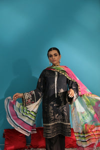 3PC Jacquard Embroidery U2176 - Black