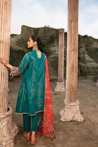 3PC Embroidered Jacquard With Rajo Net Dupata U2177 - Teal