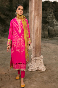 3PC Embroidered Jacquard With Rajo Net Dupata U2177 - Pink