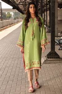 Single Dyed Jacquard Embroidered Shirt - Light Green U2361