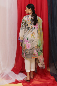 3PC Texture Lawn Digital Print with Embroidery - Grey U2388