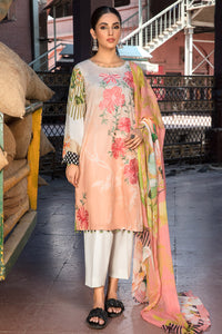 3PC Texture Lawn Digital Print with Embroidery - Tea Pink U2388