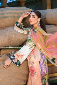 3PC Texture Lawn Digital Print with Embroidery - Tea Pink U2388