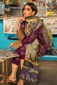 2PC Lawn Paste Print with Embroidery - Dupatta - Purple U2391A