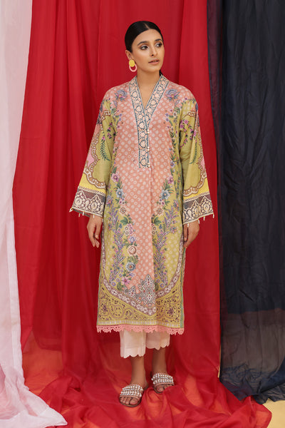 Embroidered Lawn Shirt with Trouser - Tea Pink U2395A