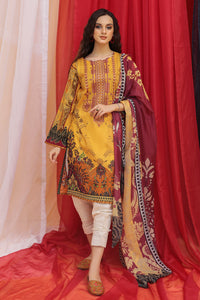 3PC Lawn with Embroidery - Yellow U2403