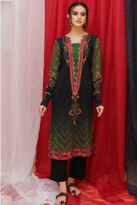 Digital Printed Lawn Shirt - Olive Green U2752