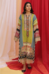 Single Shirt Lawn Digital Print  - Ice Blue U2756