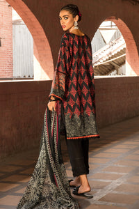 2PC Digital Printed Lawn Shirt with Dupatta  - Black U2770