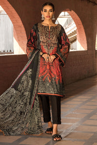 2PC Digital Printed Lawn Shirt with Dupatta  - Black U2770
