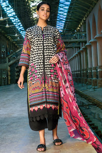 2PC Digital Printed Lawn shirt with Dupatta - Black U2774