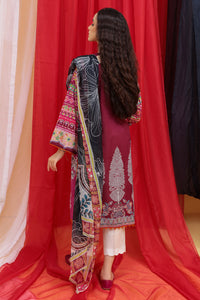 Digital Printed lawn Shirt with Chiffon Dupatta - Majenta U2775