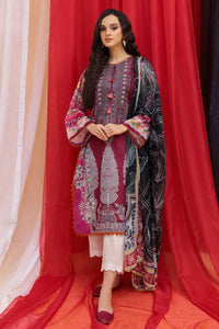 Digital Printed lawn Shirt with Chiffon Dupatta - Majenta U2775