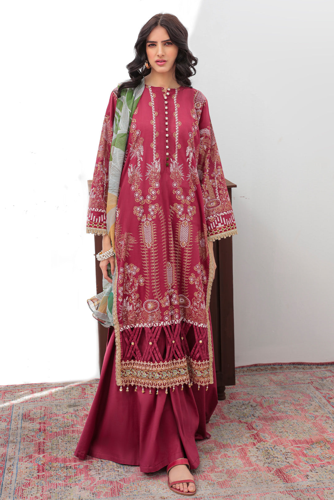 2 Piece - Embroidered Paste Printed Lawn Suit U2779