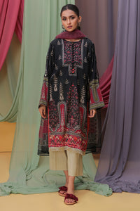 2PC Digital Printed Texture Lawn With Rajo Net Dupata  U2782A